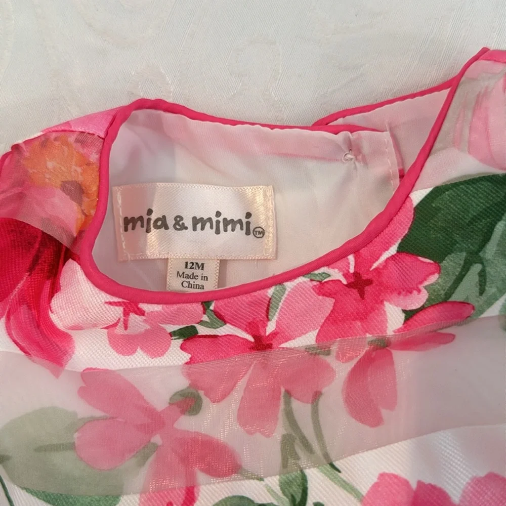 Mia & Mimi Shadow Stripe Floral Sleeveless Dress. Size 12 months. - Picture 12 of 12